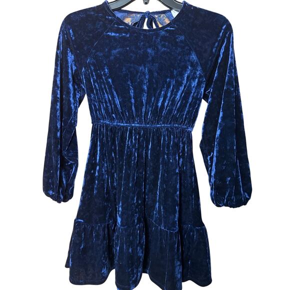 Society & Stitch  Girls Velvet Dress Size 8 in Blue - Picture 1 of 6